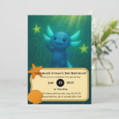 Invitation Starry Blue Axolotl Birthday  (Debout devant)