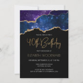 Invitation Starry Gold Agate Geode 40e fête d'anniversaire (Devant)