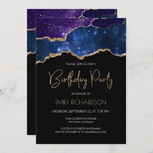 Invitation Starry Gold Agate Geode Toute année Anniversaire