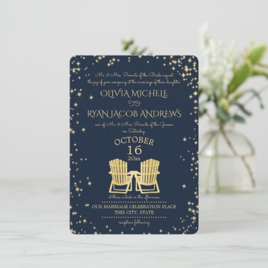Invitation Starry Night Adirondack Chaises Plage Mariage (Debout devant)