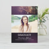 Invitation Starry Night and Shooting Star Photo Graduation (Debout devant)