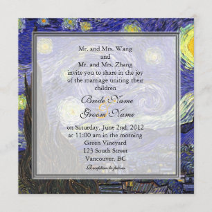 Invitation Starry Night, célèbre mariage d'art