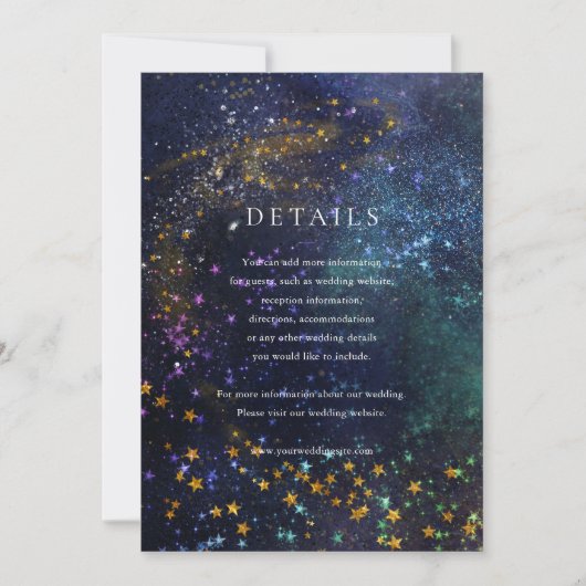 Invitation Starry Night Celestial Galaxy Mariage Détails Cart (Devant)