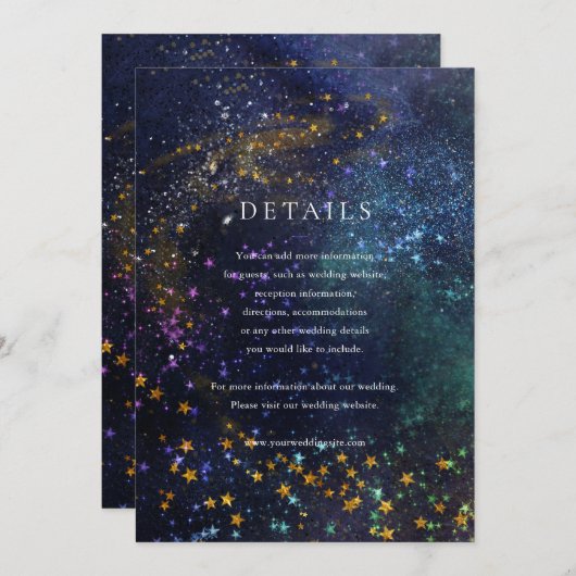 Invitation Starry Night Celestial Galaxy Mariage Détails Cart (Devant / Derrière)