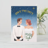 Invitation Starry Night Elegance  Romantic Save the Date (Debout devant)