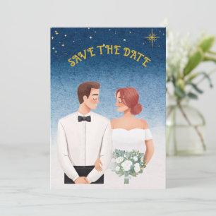 Invitation Starry Night Elegance  Romantic Save the Date