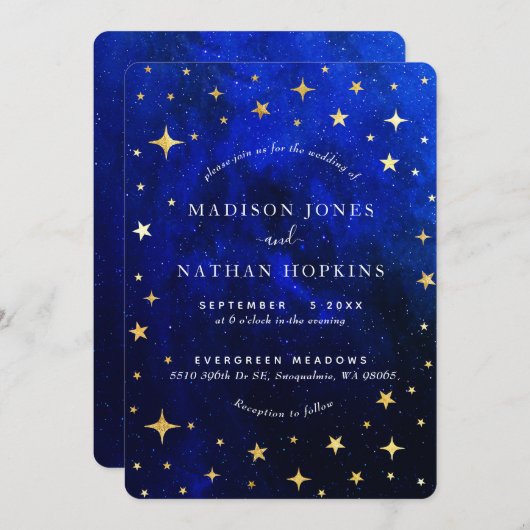 Invitation Starry Night Galaxy Mariage (Devant / Derrière)
