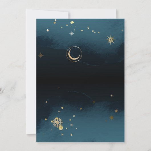 Invitation Starry Night Marine Bleu Parties scintillant en ar (Dos)