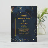 Invitation Starry Night Marine Bleu Parties scintillant en ar (Debout devant)