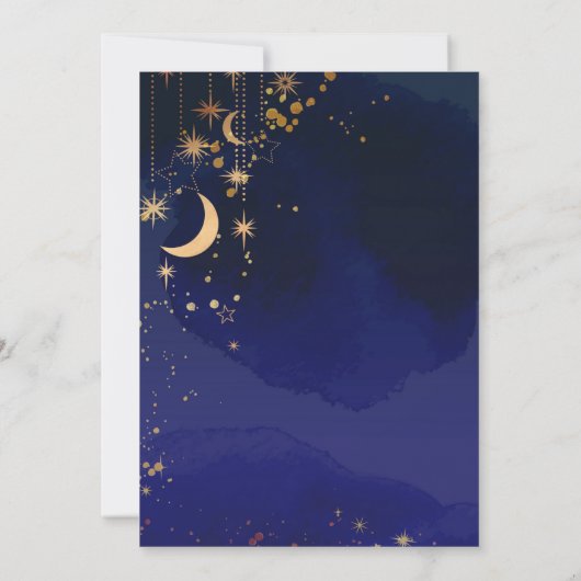 Invitation Starry Night Marine Bleu Parties scintillant en ar (Dos)