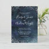 Invitation Starry Night Marine Bleu Parties scintillant en ar (Debout devant)
