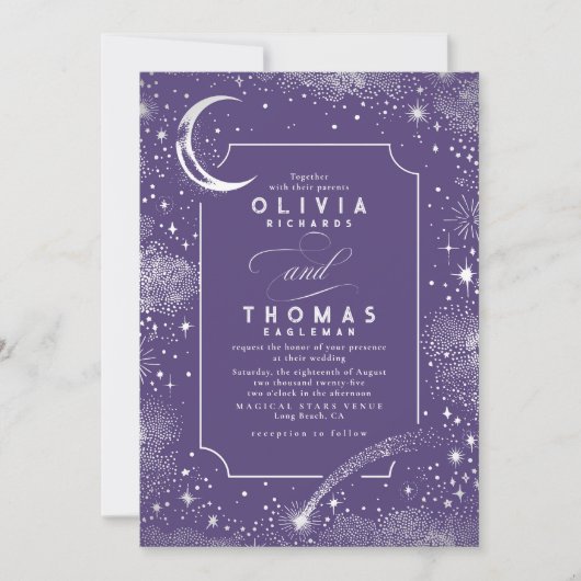 Invitation Starry Night Moon Tir Star Celestial Mariage (Devant)