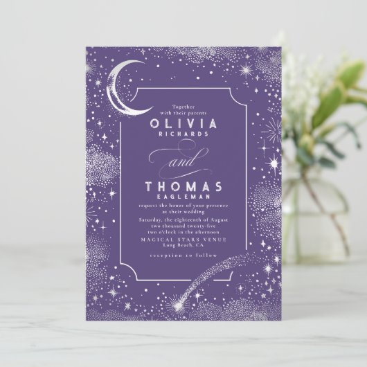 Invitation Starry Night Moon Tir Star Celestial Mariage (Debout devant)