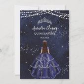 Invitation Starry Night Navy Blue Gown Silver Quinceañera (Dos)