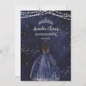 Invitation Starry Night Navy Blue Quinceañera Brown Princess (Dos)