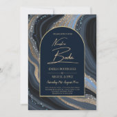 Invitation Starry Night Navy Gold Agate NUESTRA BODA Invitati (Devant)
