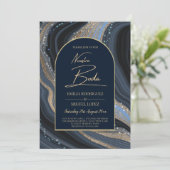 Invitation Starry Night Navy Gold Agate NUESTRA BODA Invitati (Debout devant)