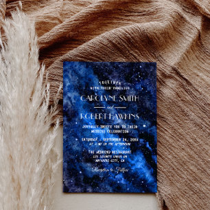 Invitation Starry Night Navy Mariage d'aquarelle bleu Invitat