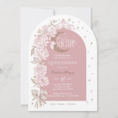Invitation Starry Night Quinceanera Floral Celestial Moon (Devant)