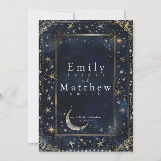 Invitation Starry Night Romance Mariage (Dos)