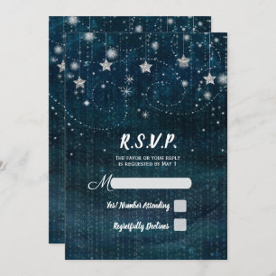 Invitation Starry Night Silver & Blue Party RSVP