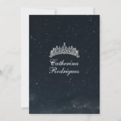 Invitation Starry Night Silver et Dark Blue Quinceanera (Dos)