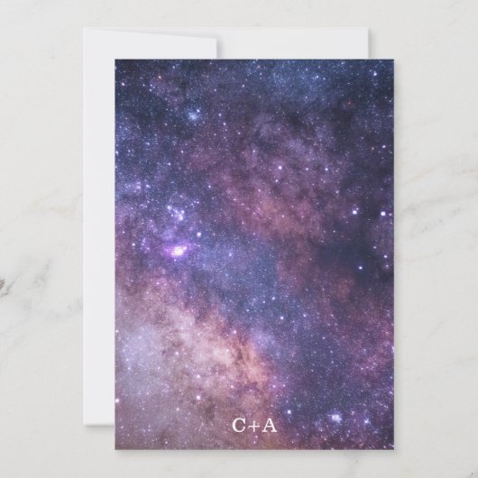 Invitation Starry Night Sky Galaxy Élégant Mariage céleste (Dos)