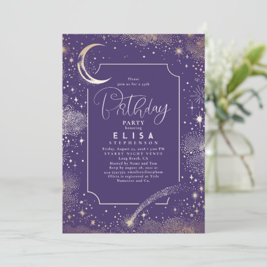 Invitation Starry Night Sky Moon Mystical Celestiday (Debout devant)