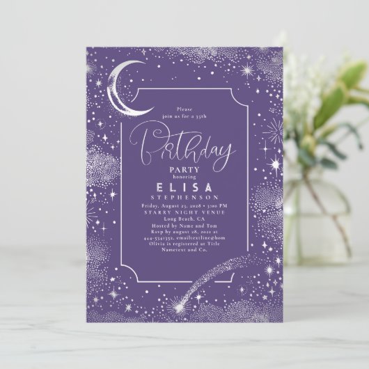 Invitation Starry Night Sky Moon Mystical Celestiday (Debout devant)
