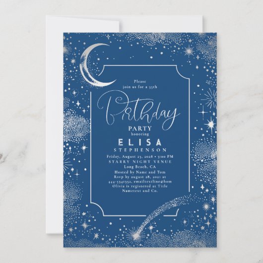 Invitation Starry Night Sky Moon Mystical Celestiday (Devant)