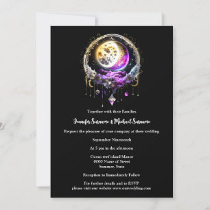 Invitation Starry nuit pleine lune étoiles céleste 3D chic