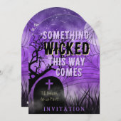 Invitation Starry Purple Goth Graveyard Pleine lune Wicked (Devant / Derrière)