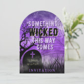 Invitation Starry Purple Goth Graveyard Pleine lune Wicked (Debout devant)