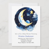 Invitation Starry Space Adventure Blue Boy Baby shower (Devant)