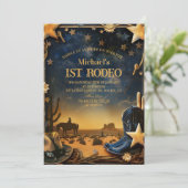 Invitation Starry Western Cowboy 1st Birthday Rodeo (Debout devant)