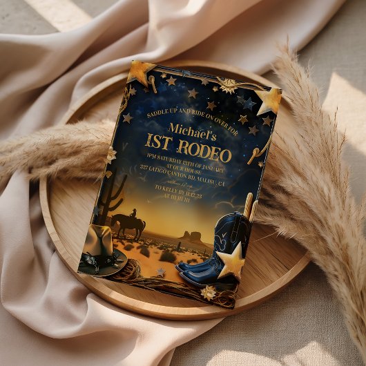 Invitation Starry Western Cowboy 1st Birthday Rodeo