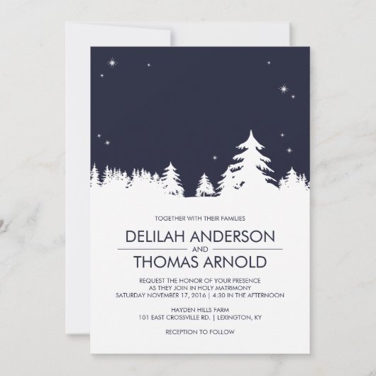 Invitation Starry Winter Nights Mariage (Devant)