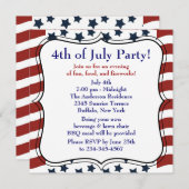 Invitation Stars 4 juillet BBQ Party (Devant / Derrière)