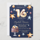 Invitation Stars Cake Confetti Sweet 16 Party (Devant)
