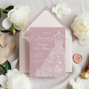 Invitation Stars célestes de lune rose Floral Quinceañera