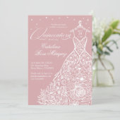 Invitation Stars célestes de lune rose Floral Quinceañera (Debout devant)