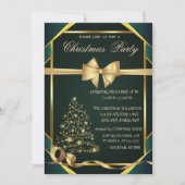 Invitation Stars Christmas Tree ,Bow Green Christmas Party (Devant)
