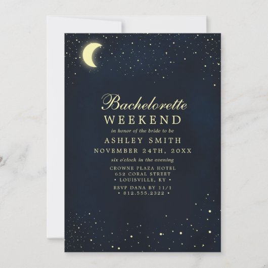 Invitation Stars de lune céleste Midnight Bachelorette Week-e (Devant)
