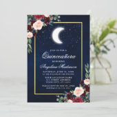 Invitation Stars de lune céleste Quinceanera or floral (Debout devant)
