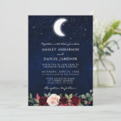 Invitation Stars de lune Mariage céleste Photo florale Retour (Debout devant)