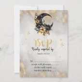 Invitation Stars d'or céleste Floral Moon RSVP (Devant)