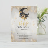 Invitation Stars d'or céleste Floral Moon RSVP (Debout devant)