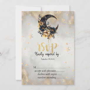 Invitation Stars d'or céleste Floral Moon RSVP