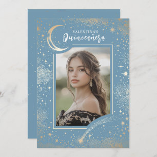 Invitation Stars d'or céleste Lune Nuit Quinceanera Photo