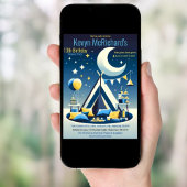 Invitation Stars et Lune Boys Teepee Sleepover Party